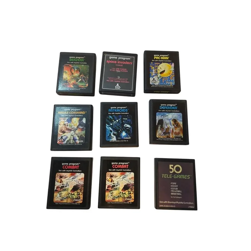 Vintage lot of 9 Original Atari Games Missile Command, Space Invaders, Asteroids
